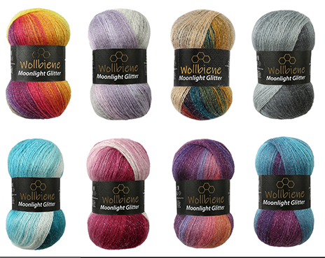 Wollbiene Moonlight Glitter Batik Farbverlaufswolle 100gr Wolle