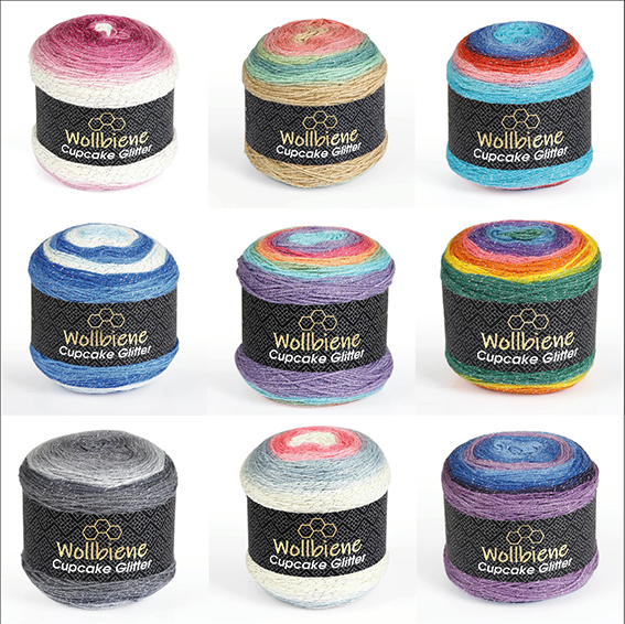 Wollbiene Cupcake Glitter Farbverlaufswolle 150g