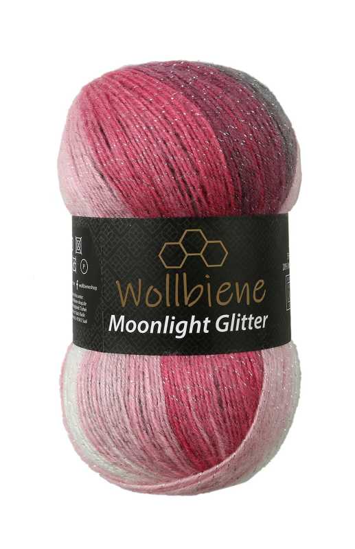 Wollbiene Moonlight Glitter Batik Farbverlaufswolle 100gr Wolle