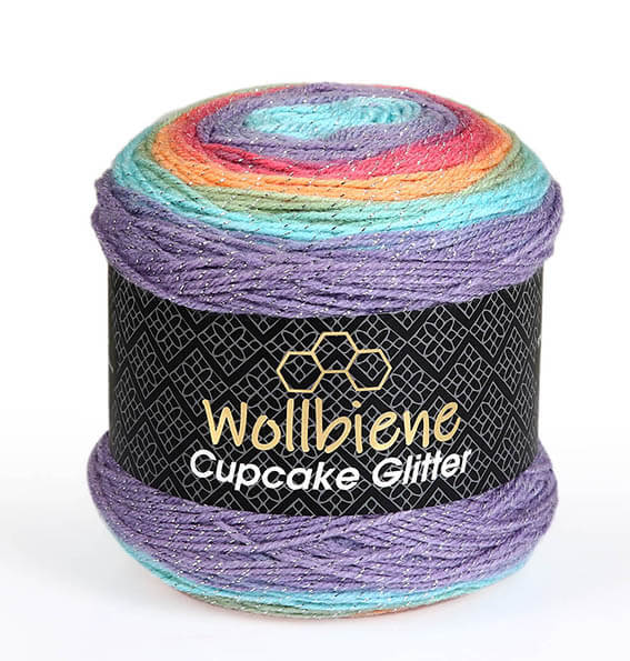 Wollbiene Cupcake Glitter Farbverlaufswolle 150g